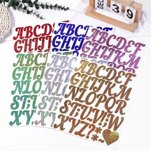 Glitter alphabet letter stickers set, 2 inch holographic DIY shiny stickers for party decor.