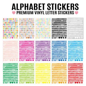 0.5 inch alphabet letter and number stickers set for DIY crafts, home and kitchen labels.