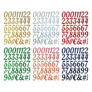 2 inch glitter number stickers self adhesive DIY shiny gold silver colored number labels craft