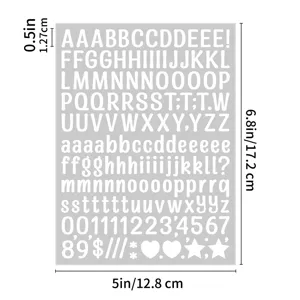 DIY waterdichte alfabet sticker vel met artistiek lettertype, letters, cijfers en symbolen.