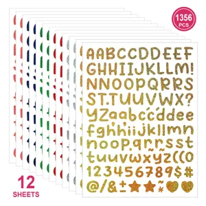 Autocollants De Lettres Pailletées Vinyle Or Argent Alphabet Chiffres Symboles Pour Bricolage Loisirs Créatifs Scrapbooking