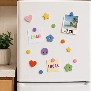 Colorful cute fridge magnets set decorative shaped magnets for kitchen whiteboard and notes display