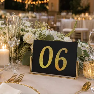 Gold glitter table number sign sticker for wedding party event decoration, DIY self adhesive label.