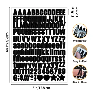 0.5 inch black letter number stickers bold DIY name labels for home kitchen organization