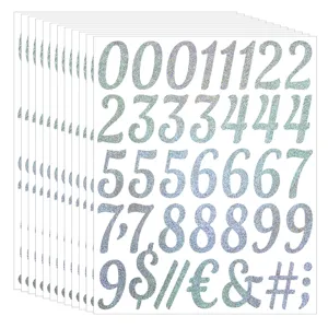 2 Inch Glitter Number Stickers Self Adhesive Holographic Numeric Labels DIY Craft Decals