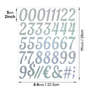 Holographic adhesive number stickers sheet DIY self-adhesive sparkly digits 2 inch