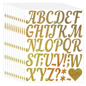 Gold glitter alphabet stickers for DIY crafts, wedding party decoration and graduation gifts.