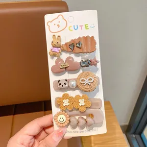 Simpatici fermagli per capelli marroni per ragazze, accessori eleganti per bambini.