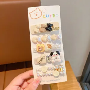 Set Mollette per Capelli per Bambini Carino Animale Cartone Animato Orso Coniglio Perla Fermagli Dolci Accessori per Ragazze