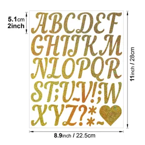 2 inch gold glitter alphabet stickers DIY decorative letters sparkle glitter sticker sheet