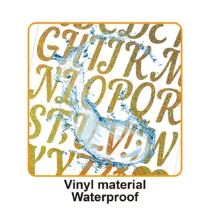 2 inch gold glitter alphabet letter stickers vinyl waterproof DIY party decor craft decal sheet