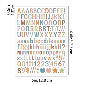 Kleurrijke alfabet sticker vel waterdicht schattige letters cijfers voor diy dagboek knutselen