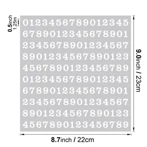 0.5 Pouces Chiffres Autocollants Étanche Vinyle Bureau Industriel Étiquettes Blanc
