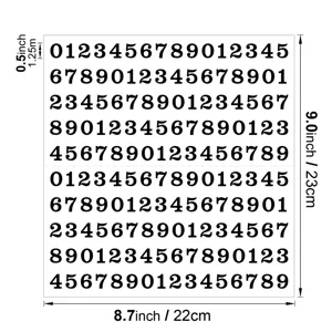 Feuille d'autocollants numeriques en vinyle etanche de 0,5 pouce pour bureau et marquage industriel.