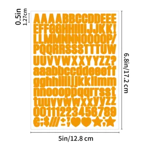 0.5 inch orange alphabet number stickers bold DIY name tags for home kitchen decoration.