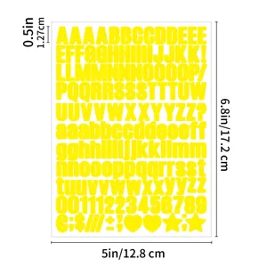 Yellow letter number stickers self adhesive alphabet vinyl decals for DIY crafts labeling.