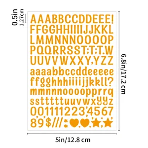 Kleurrijke DIY alfabet stickerblad waterdicht ontwerp, maat 5x6,8 inch voor knutselprojecten.