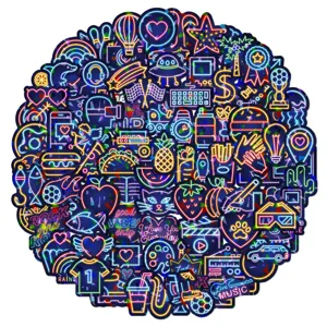 Adesivi neon laser impermeabili set di sticker in vinile per bottiglia pc decorazione fai da te.