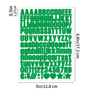Green alphabet letter number stickers DIY name labels for home office craft decoration 1pc