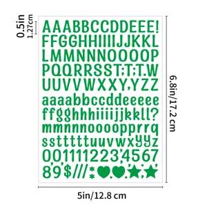 Groene 0.5 inch vinyl letters en cijfers sticker vel waterdichte DIY handwerk deco