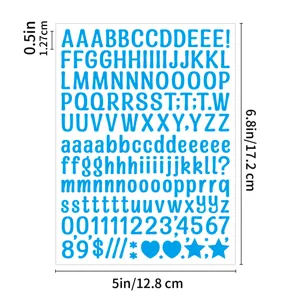 0,5 inch blauwe letter stickers waterdicht vinyl alfabet cijfers symbolen knutselen diy