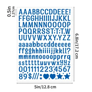 Blauwe alfabet letter stickers waterdicht zelfklevend DIY dagboek ambacht decoratie 0.5 inch