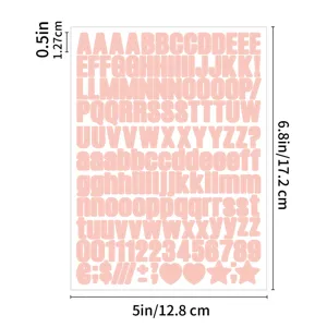 Pink alphabet letter and numbers stickers DIY name labels craft supplies 5x6.8 inch