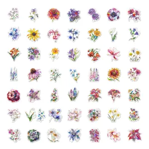 Set di adesivi floreali in vinile impermeabile, decalcomanie botaniche colorate per telefono.