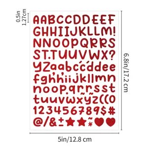 Feuille d'autocollants alphabet pailleté rouge carte de voeux Guka chiffres décoratifs