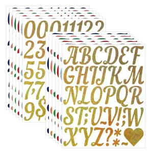 Glitter Letter And Number Stickers Vinyl Waterproof Self-Adhesive Alphabet Decals For DIY Craft Graduation Wedding Party Decor