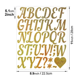 Gold glitter alphabet letter stickers shiny DIY party wedding decor sheet