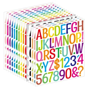 Pegatinas de vinilo de 2 pulgadas con letras de colores para manualidades y carteles escolares.