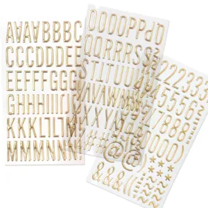 3D metallic gold letter bubble stickers DIY scrapbooking accessories crafts alphabet sheets