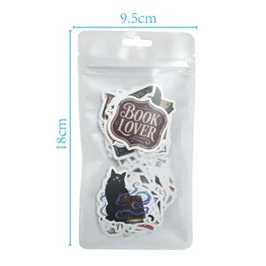 Detailed view of retro reading theme stickers pack, vinyl waterproof decorative decals for journal.