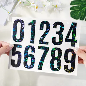 Adesivi numerici olografici da 3 pollici, etichette laser riflettenti per cassette.