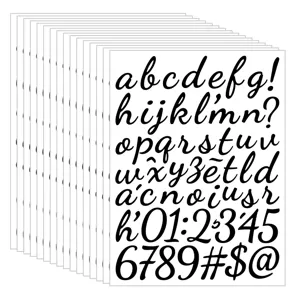 Adesivi con lettere corsive in bianco e nero da 1 pollice impermeabili in vinile DIY.