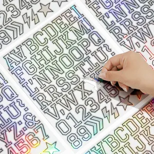 Adesivi lettere olografiche 1.5 pollici alfabeto riflettente per caschi tazze bici