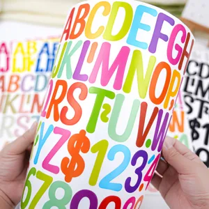 pegatinas de vinilo con letras y números del alfabeto colorido 2 pulgadas póster diy