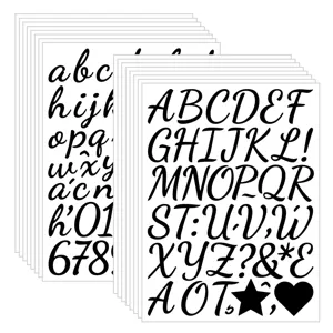 Adesivi con lettere scritte a mano in bianco e nero in vinile fai da te per diario impermeabili.