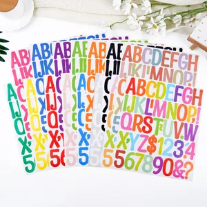 Set de pegatinas de vinilo de colores con letras del alfabeto y numeros para posters art.