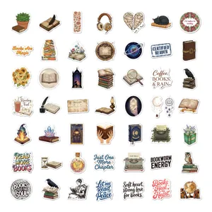 Vintage reading waterproof stickers set for journal scrapbooking books and phone cases.