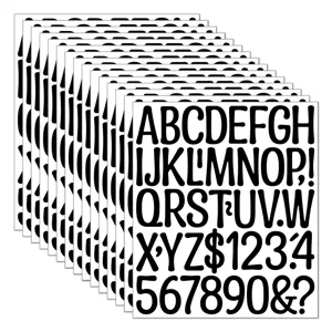 Pegatinas de vinilo negro con letras y números de 2 pulgadas para manualidades y carteles.