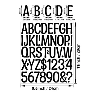 Pegatinas de vinilo negro con letras y numeros de 2 pulgadas para carteles y manualidades