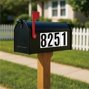 Vista dettagliata dei numeri adesivi riflettenti per cassetta postale da 3 pollici.