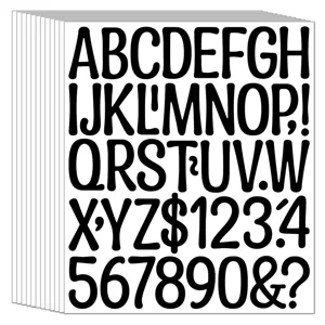 Pegatinas de letras y números de vinilo negro de 2 pulgadas para manualidades y carteles.