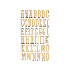 Premium 3D metallic gold alphabet letter stickers for DIY crafts, journaling, and scrapbooking.