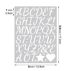 Adesivi in vinile con lettere scritte a mano da 1 pollice stencil alfabeto fai-da-te