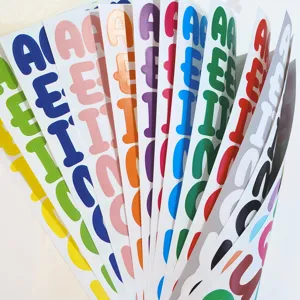 Pegatinas de letras coloridas de 1 pulgada, hojas de alfabeto DIY para tarjetas y manualidades.
