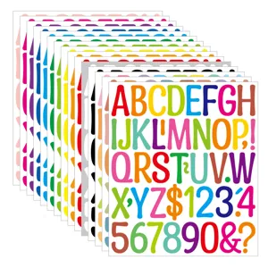 Pegatinas de Vinilo con Letras y Números Inglés Artísticos DIY Manualidades Decoración Temporada Escolar Adhesivo Impermeable Colorido