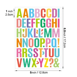 Pegatinas de letras del alfabeto de vinilo colorido para manualidades y decoracion.